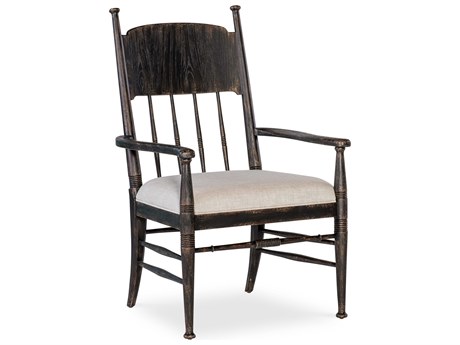 Hooker Furniture Americana Brown Oak Wood Upholstered Arm Dining Chair