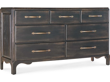 Hooker Furniture Americana 7-Drawer Brown Oak Wood Double Dresser