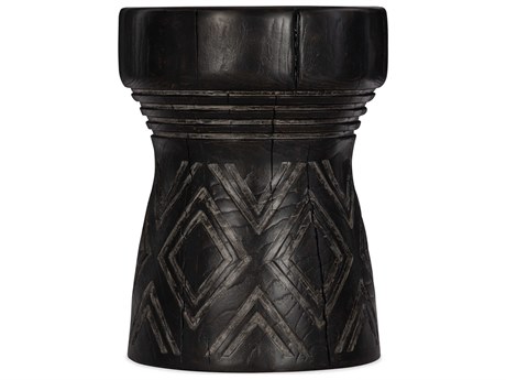 Hooker Furniture Commerce And Market Carved Stump Round Resin Black End Table
