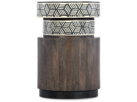 Hooker Furniture Commerce and Market Vector Round Stone Black And White Dark Brown End Table