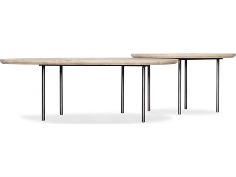 Hooker Furniture Commerce And Market Nesting Stone White Travertine Charcoal Gray Cocktail Table