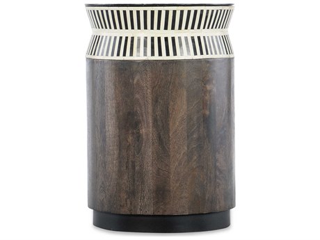 Hooker Furniture Commerce and Market Jacobs Ladder Round Stone Black And White Natural Dark Wood End Table