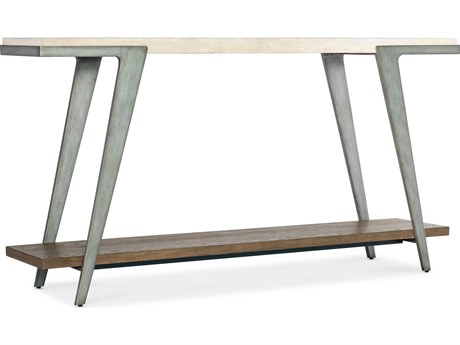Hooker Furniture Commerce and Market Boomerang Rectangular Cream Travertine Marble Natural Gray Console Table