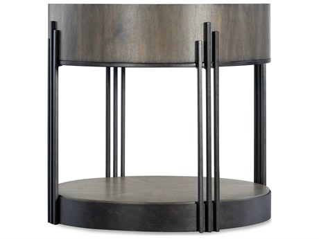 Hooker Furniture Commerce and Market Skyline Round Wood Dark Brown Bronze End Table