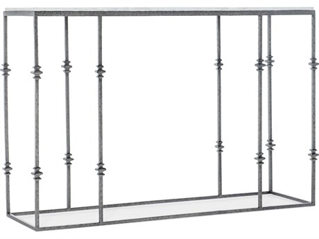 Hooker Furniture Commerce And Market Rectangular Stone White Travertine Gray Console Table