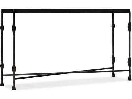 Hooker Furniture Commerce And Market Rectangular White Travertine Stone Black Console Table