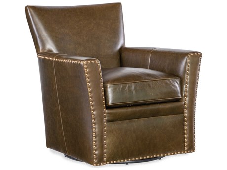 Hooker Furniture Emeral Swivel Brown Leather Accent Chair