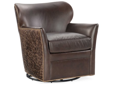 Luxecor Kenya Swivel Brown Leather Accent Chair