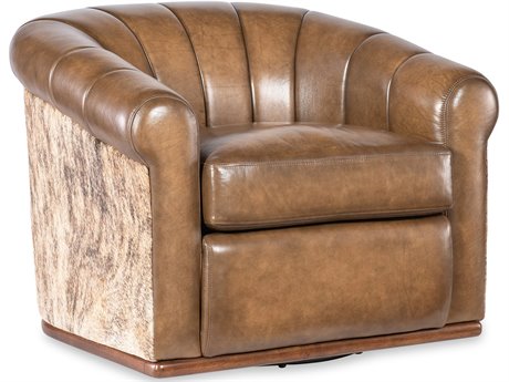 Hooker Furniture Cc Spencer Swivel Brown Leather Accent Chair