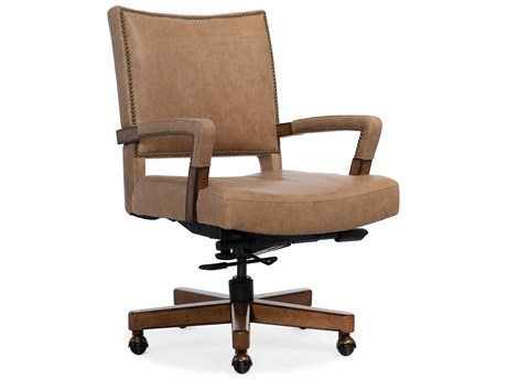 Hooker Furniture Chace Brown Leather Adjustable Swivel Tilt Computer Office Chair