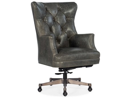 Hooker Furniture Ec Gray Leather Adjustable Swivel Executive Desk Chair