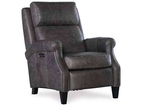 Hooker Furniture Hurley Power Saddlebag Lead Dark Brown Upholstered Recliner with Headrest