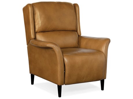 Hooker Furniture Deacon Power Rogue Camel Dark Wood Brown Leather Recliner with Headrest