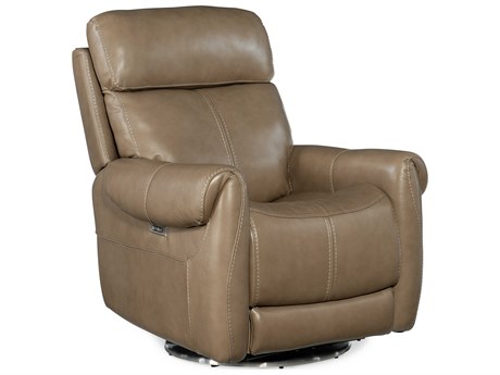 Hooker Furniture Steffen Sterling Swivel Power Pesaro Clay Brown Leather Recliner with Headrest