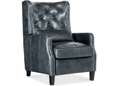Hooker Furniture Rc Whittney Black Wood Blue Leather Recliner