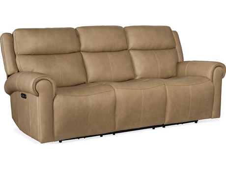 Hooker Furniture Oberon Zero Gravity Caruso Sand Tan Leather Sofa with Power Headrest