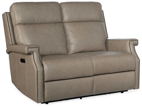 Hooker Furniture Vaughn Zero Gravity Shattered Stone Gray Leather Loveseat with Power Headrest
