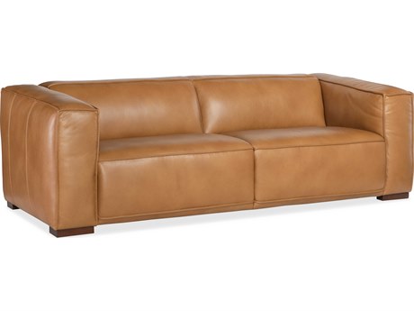 Hooker Furniture Maria Zen Caramel Brown Leather Sofa