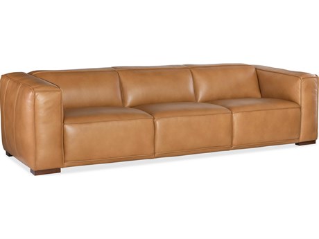 Hooker Furniture Maria Zen Caramel Brown Leather Sofa
