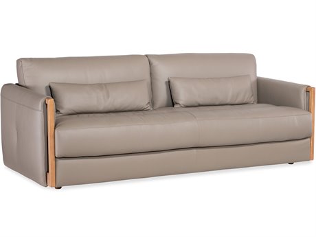 Hooker Furniture Ss Meridian Light Wood Gray Leather Sofa
