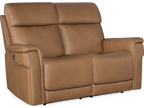 Hooker Furniture Lyra Zero Gravity Power Sahara Sandalwood Brown Leather Loveseat with Headrest