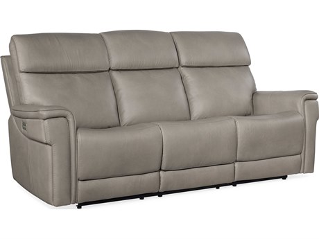 Hooker Furniture Lyra Zero Gravity Power Sahara Ash Gray Leather Sofa with Headrest