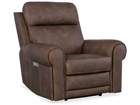 Hooker Furniture Duncan Power Kalahari Bark Brown Leather Recliner with Headrest & Lumbar