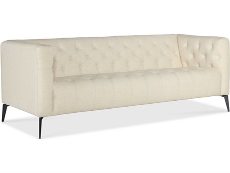 Hooker Furniture Ss Tall Matte Black Metal Tapered Legs White Upholstered Sofa