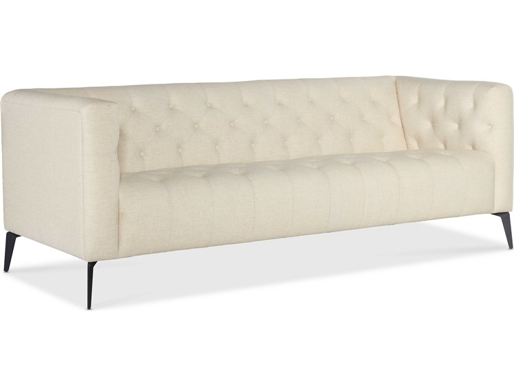 Photos - Sofa Wide Hooker Furniture Ss Tall Matte Black Metal Tapered Legs White Upholstered  SS637-03-411 