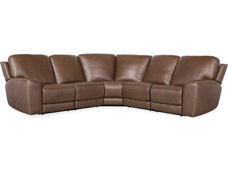 Hooker Furniture Torres Reclining 5 - Piece Brown Leather Sectional Sofa