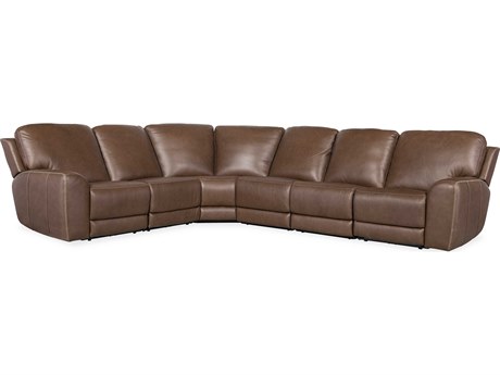 Hooker Furniture Torres Reclining 6 - Piece Brown Leather Sectional Sofa