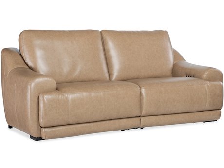 Hooker Furniture Ms Wayward Dark Wood Brown Leather Sofa