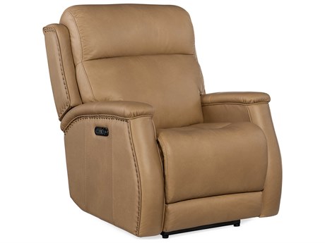 Hooker Furniture Rhea Zero Gravity Power Sahara Sand Brown Leather Recliner with Headrest
