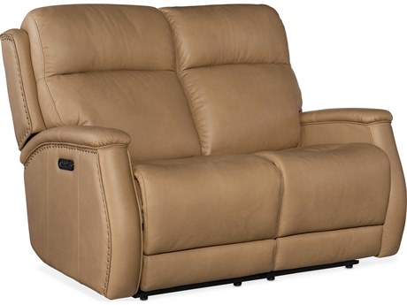 Hooker Furniture Rhea Zero Gravity Power Sahara Sand Brown Leather Loveseat with Headrest