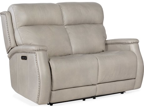 Hooker Furniture Rhea Zero Gravity Power Recline Sahara Ash Gray Leather Loveseat with Headrest