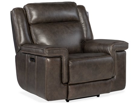 Hooker Furniture Montel Lay Flat Power Cosmos Cocao Brown Leather Recliner with Headrest & Lumbar