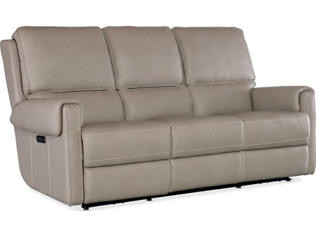 Hooker Furniture Somers Power Dark Taupe Gray Leather Sofa with Headrest