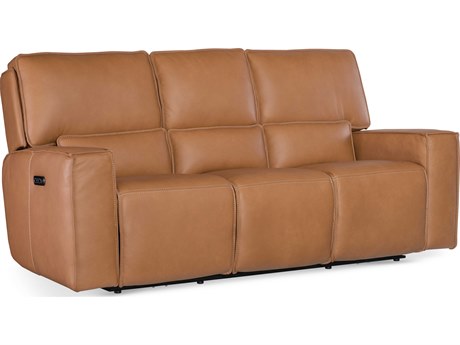 Hooker Furniture Miles Oslo Antelope Brown Leather Zero Gravity Power Sofa with Power Headrest