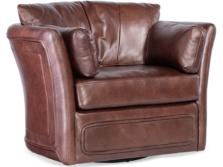 Hooker Furniture Ss Woodstock Swivel Brown Leather Accent Chair