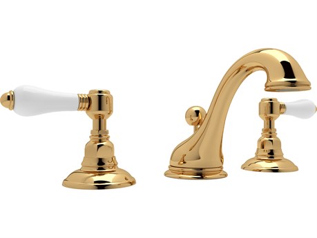 Rohl Acqui Viaggio Widespread Lavatory Faucet in Italian Brass with Porcelain Levers