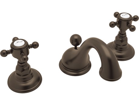 Rohl Acqui Italian Bath Viaggio Widespread Lavatory Faucet in Tuscan Brass with Cross Handles