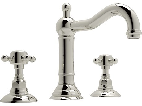 Rohl Acqui Italian Bath Widespread Lavatory Faucet in Polished Nickel with Cross Handles