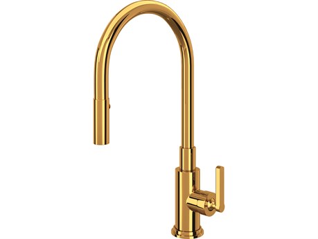 Rohl Lombardia Single Hole Pulldown Kitchen Faucet In Italian Brass
