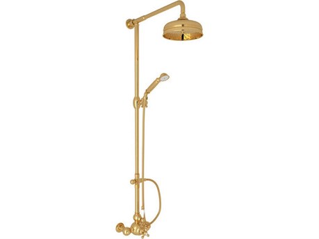 Rohl Arcana Exposed Thermostatic Shower System With Therm Valve Riser Diverter Handshower Hose Showerhead And Lever