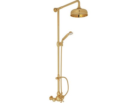 Rohl Arcana Cisal Exposed Thermostatic Shower System With Therm Valve Riser Diverter Handshower Hose Showerhead And Cross Handels