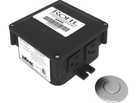 Rohl Kit Air Activated Switch Complete With Button And Control Box For Waste Disposal In Stainless Steel