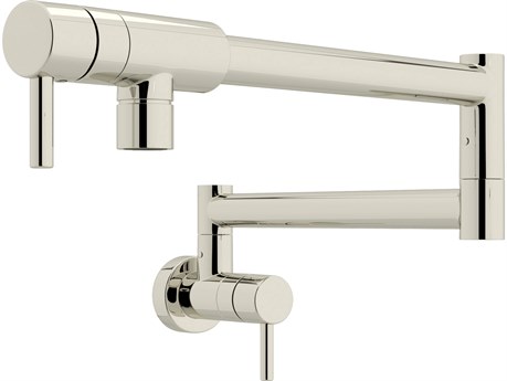 Rohl Lux Polished Nickel Pirellone Wall Mounted Swing Arm Fold Away Pot Filler With Dual Shut Offs