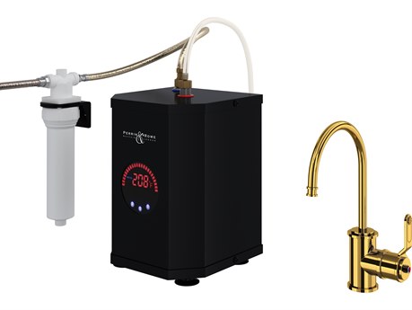 Rohl Armstrong Unlacquered Brass Hot Water and Kitchen Filter Faucet Kit