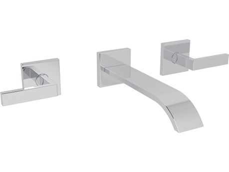 Rohl Wave Polished Chrome Wall Mounted Widespread Lavatory Faucet