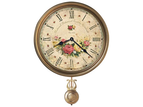 Howard Miller Savannah Botanical VII Antique Brass Wall Clock
